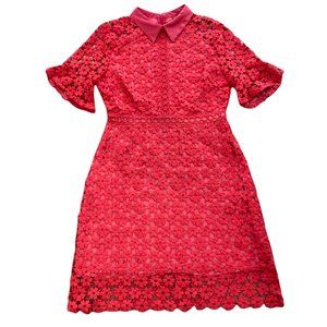 Vintage Inspired Red Poppy Crochet Flower Dress Sz M